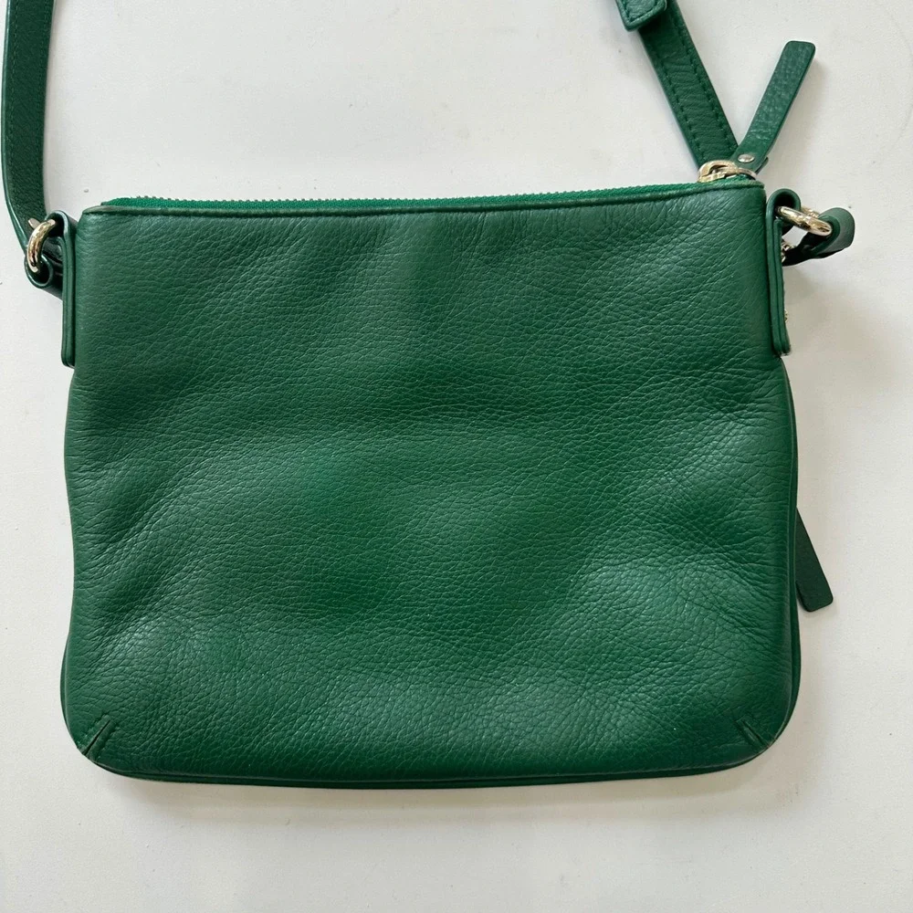 Kate Spade Crossbody Bag Women S Green Preppy Pebbled Leather Gold Zip Handbag